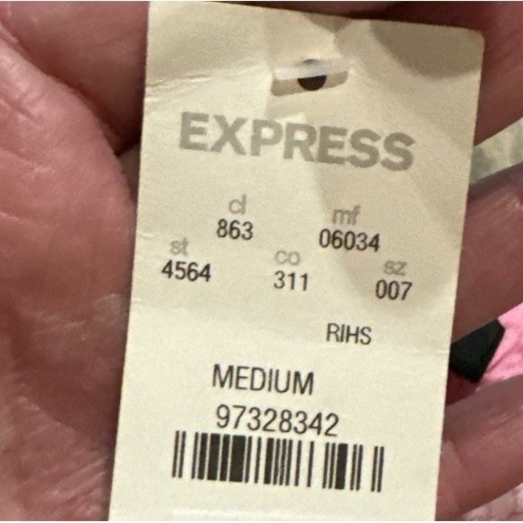 New Express Design Womens Silk Camisole Cami Tank Relaxed Size Medium Pink White - Picture 5 of 5